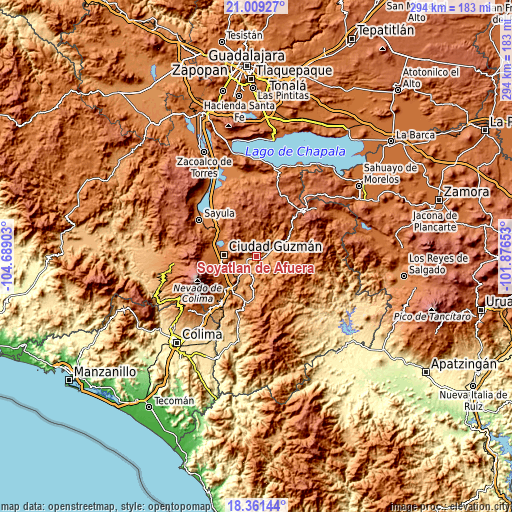 Topographic map of Soyatlán de Afuera