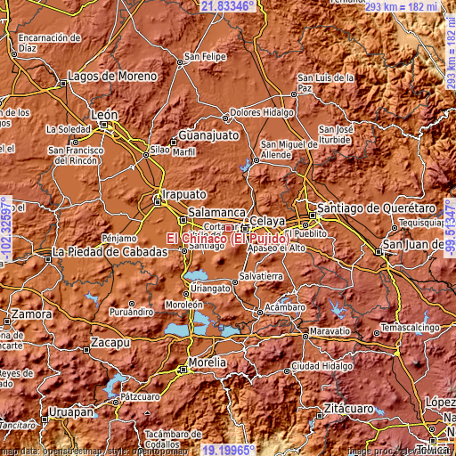 Topographic map of El Chinaco (El Pujido)
