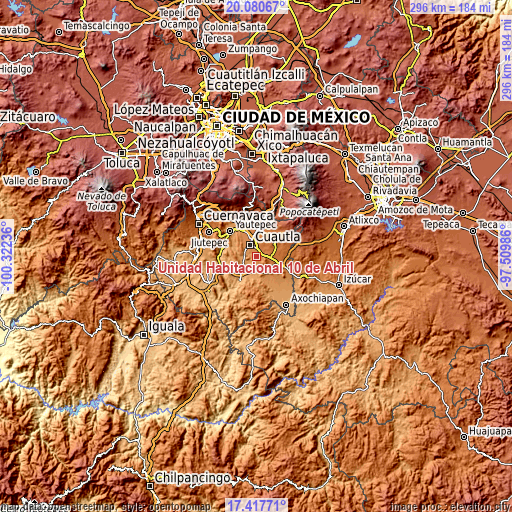 Topographic map of Unidad Habitacional 10 de Abril