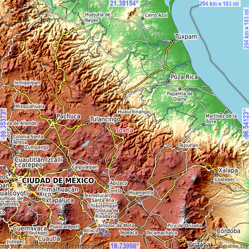 Topographic map of Toxtla