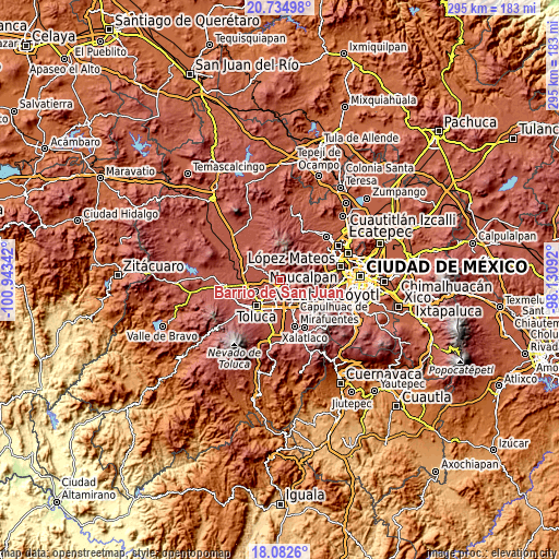 Topographic map of Barrio de San Juan