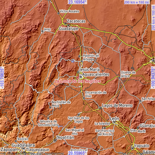 Topographic map of La Loma de los Negritos