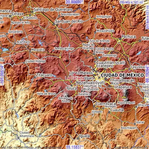 Topographic map of La Cañada