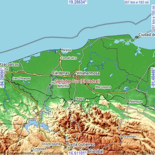 Topographic map of Gaviotas Sur (El Cedral)