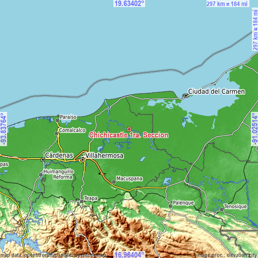Topographic map of Chichicastle 1ra. Sección