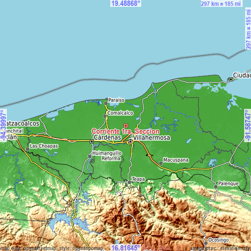 Topographic map of Corriente 1ra. Sección