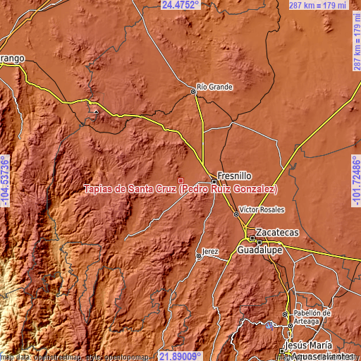 Topographic map of Tapias de Santa Cruz (Pedro Ruiz González)