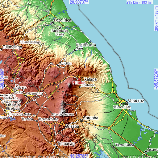 Topographic map of Piletas