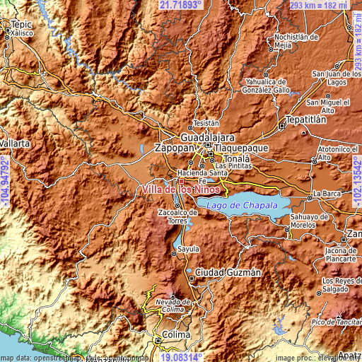 Topographic map of Villa de los Niños