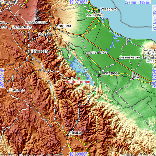 Topographic map of Santo Tomás