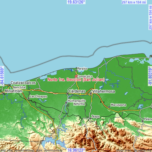 Topographic map of Norte 1ra. Sección (San Julián)