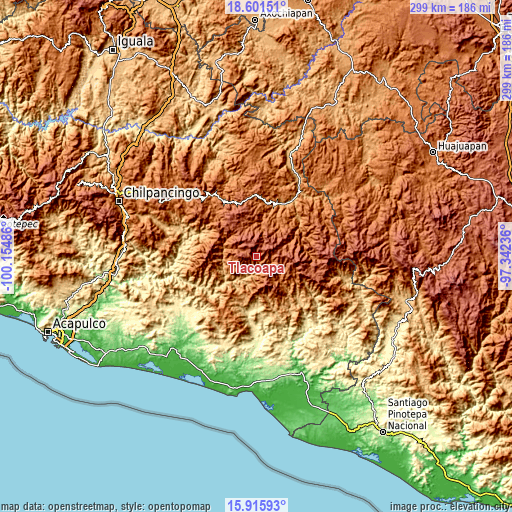 Topographic map of Tlacoapa