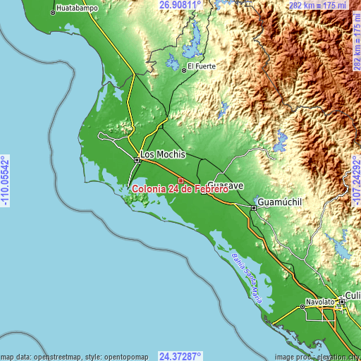 Topographic map of Colonia 24 de Febrero