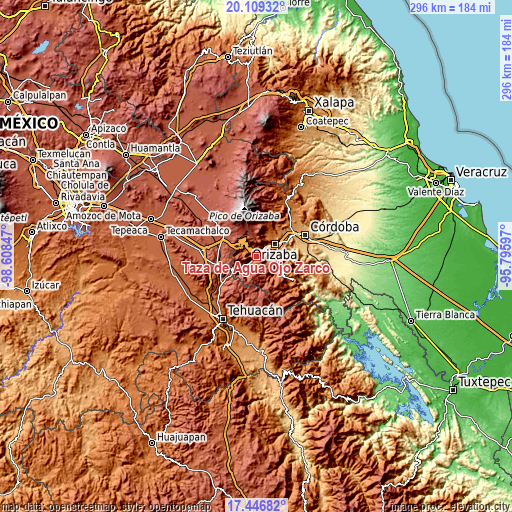 Topographic map of Taza de Agua Ojo Zarco