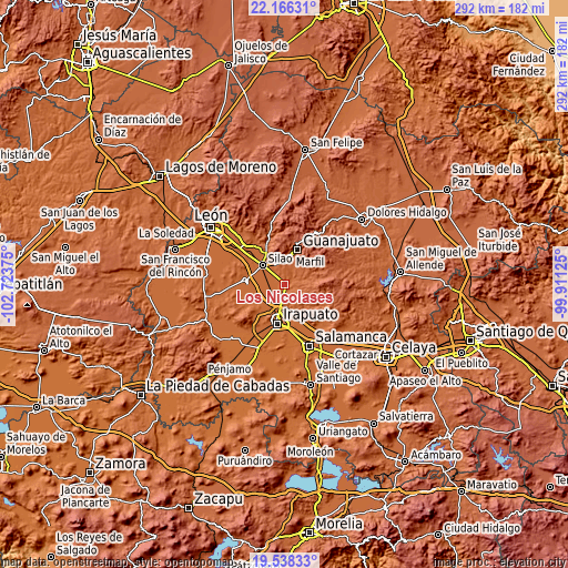 Topographic map of Los Nicolases