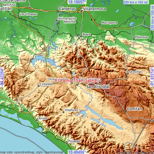 Topographic map of El Palmar (San Gabriel)