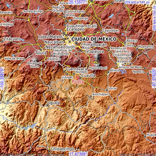 Topographic map of Puxtla