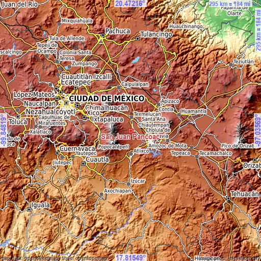 Topographic map of San Juan Pancoac