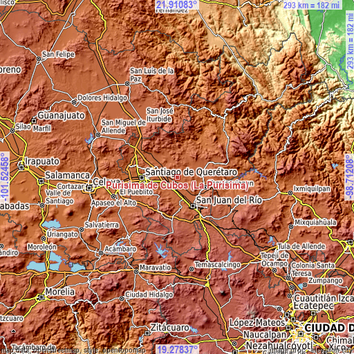 Topographic map of Purísima de Cubos (La Purísima)