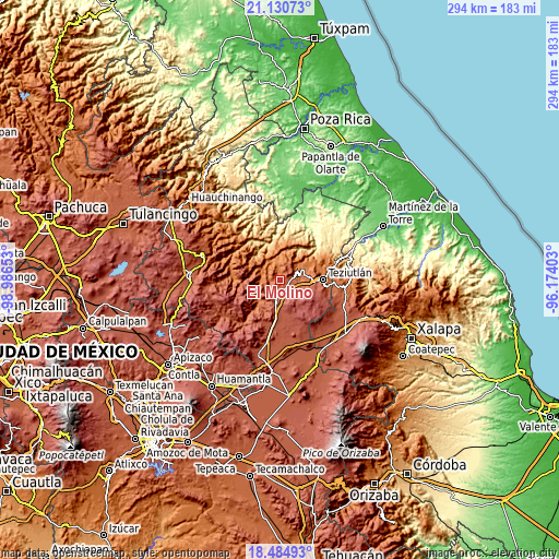 Topographic map of El Molino