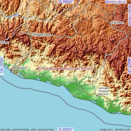 Topographic map of El Potrerillo (Potrerillo del Rincón)