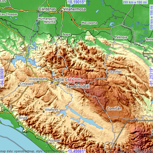 Topographic map of Majomut