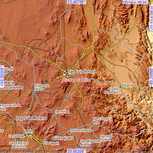 Topographic map of Ciudad Satélite