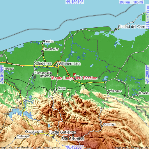 Topographic map of Monte Largo 1ra. Sección