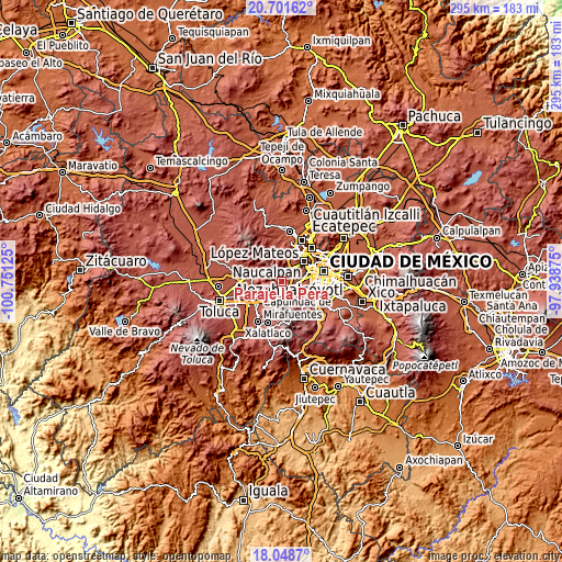 Topographic map of Paraje la Pera