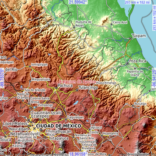 Topographic map of Estación de Apulco