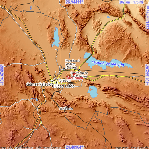 Topographic map of Tacubaya