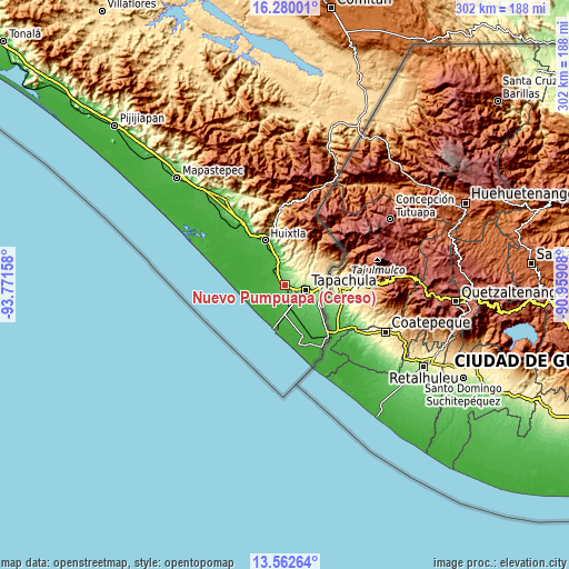 Topographic map of Nuevo Pumpuapa (Cereso)