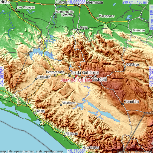 Topographic map of Juan del Grijalva