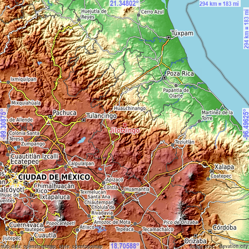 Topographic map of Jilotzingo