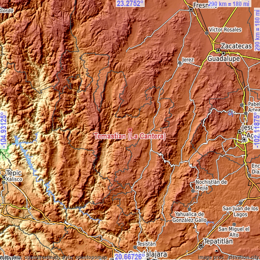 Topographic map of Temastián (La Cantera)