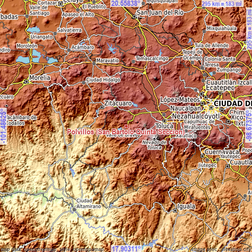 Topographic map of Polvillos (San Bartolo Quinta Sección)