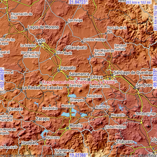 Topographic map of Fraccionamiento Praderas de la Venta
