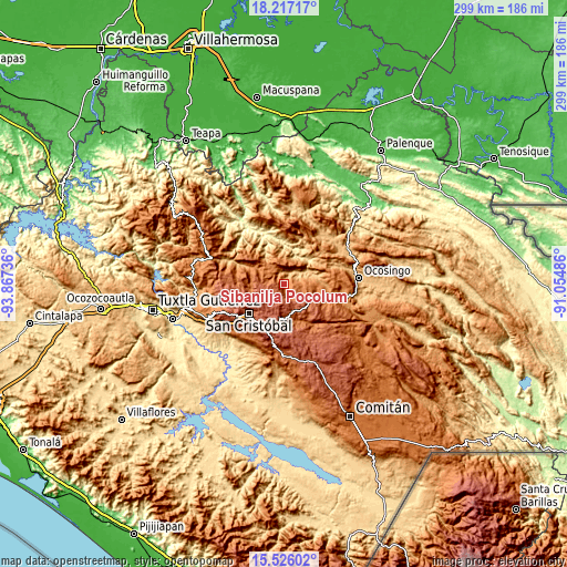 Topographic map of Sibaniljá Pocolum