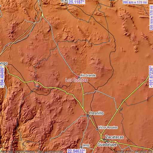 Topographic map of Los Condes