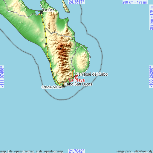 Topographic map of La Playa
