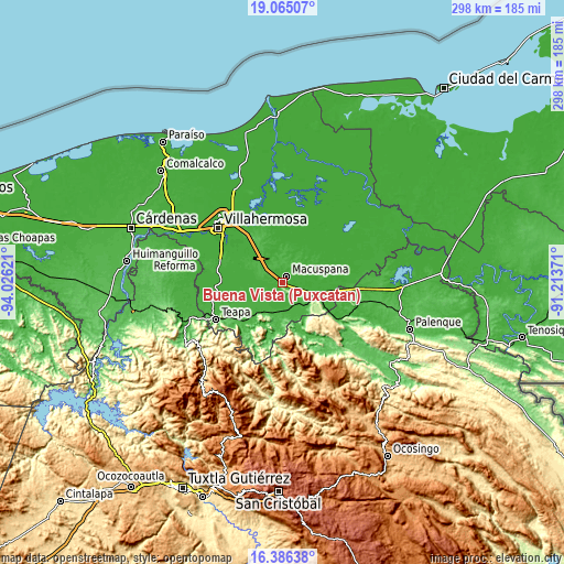 Topographic map of Buena Vista (Puxcatán)