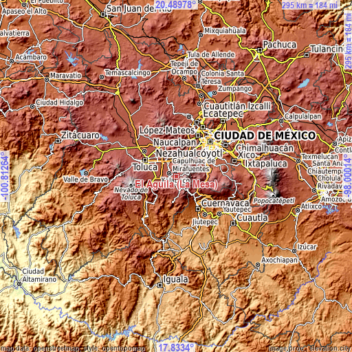 Topographic map of El Águila (La Mesa)