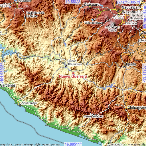 Topographic map of Nuevo Guerrero