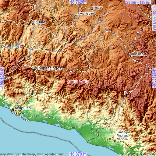 Topographic map of Santa Anita