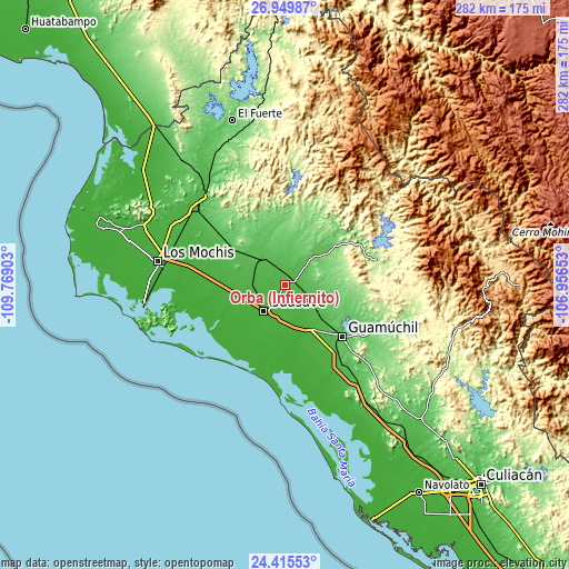 Topographic map of Orba (Infiernito)