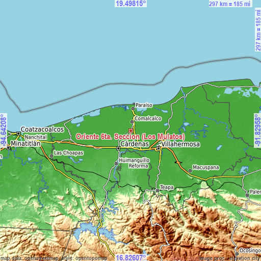 Topographic map of Oriente 6ta. Sección (Los Mulatos)