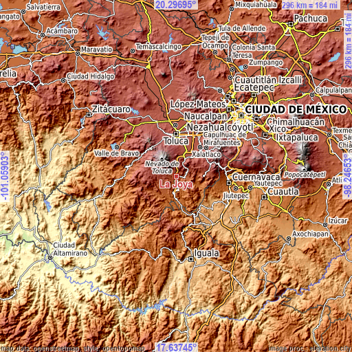 Topographic map of La Joya