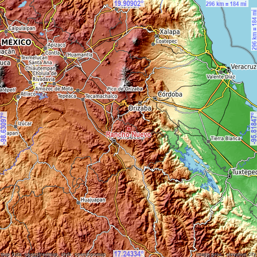 Topographic map of Rancho Nuevo