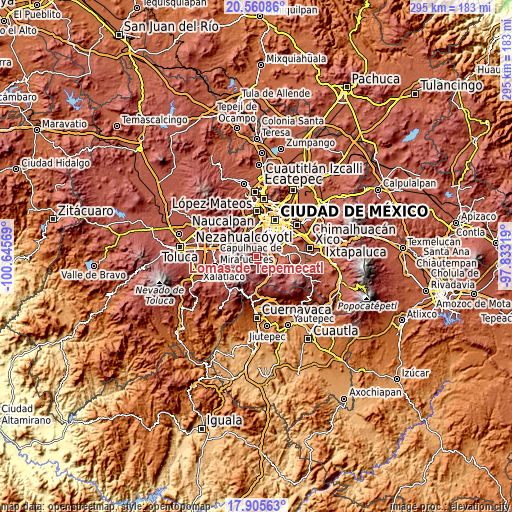 Topographic map of Lomas de Tepemecatl
