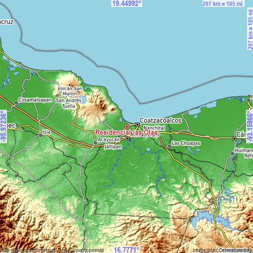 Topographic map of Residencial las Olas